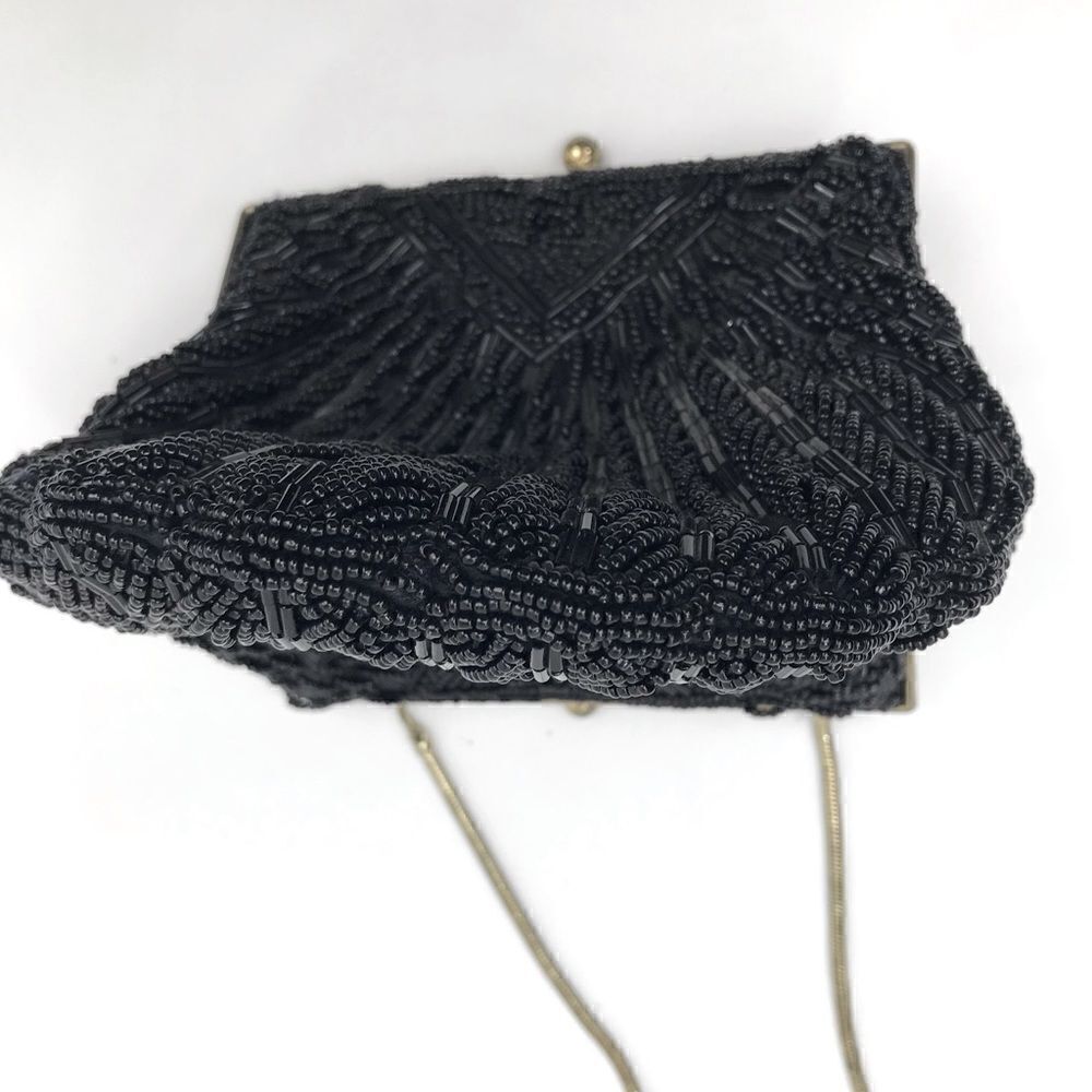 Black Beaded Retro Shell Shaped Mini Shoulder Bag - Picture 5 of 12